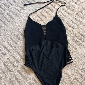Black Strappy One-Piece Swimsuit